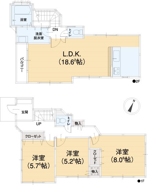 Floor plan. 31,600,000 yen, 3LDK, Land area 108.2 sq m , Building area 90.62 sq m reference plan