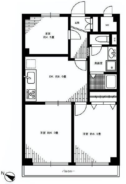Floor plan. 3DK, Price 16.8 million yen, Occupied area 52.25 sq m , Balcony area 5.5 sq m southwest balcony ・ Good per sun