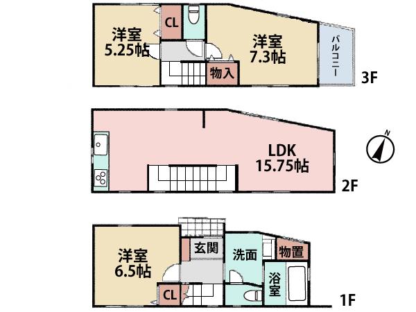 Floor plan. 29,800,000 yen, 3LDK, Land area 53.31 sq m , It is a building area of 85.9 sq m Zenshitsuminami facing dihedral daylighting.