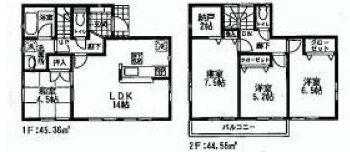 Floor plan. (Building 2), Price 40,800,000 yen, 4LDK, Land area 101.09 sq m , Building area 89.91 sq m