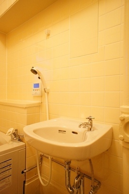 Washroom. Wash basin is sharing a room with bathroom