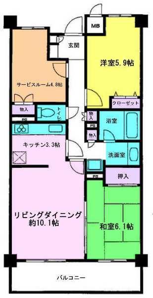 Floor plan. 2LDK+S, Price 34,800,000 yen, Occupied area 71.79 sq m , Balcony area 9.47 sq m