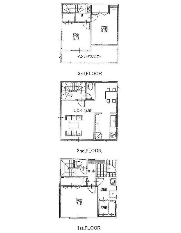Floor plan. 36,800,000 yen, 3LDK, Land area 67.87 sq m , Building area 97.08 sq m C Building floor plan