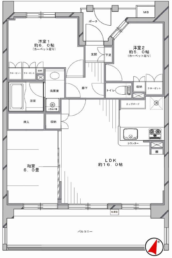 Floor plan. 3LDK, Price 29,800,000 yen, Occupied area 68.88 sq m , Balcony area 15.4 sq m