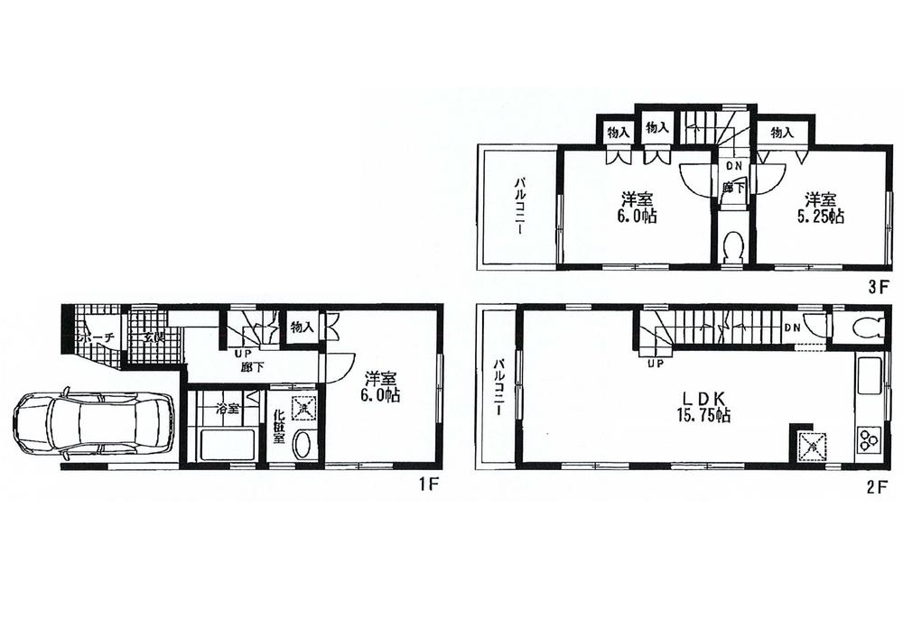 Floor plan. 34,800,000 yen, 3LDK, Land area 54.78 sq m , Building area 89.41 sq m