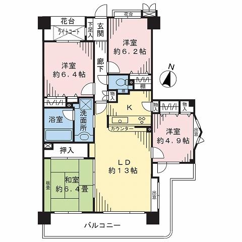 Floor plan. 4LDK, Price 26,800,000 yen, Footprint 87.6 sq m , Balcony area 16.63 sq m floor plan