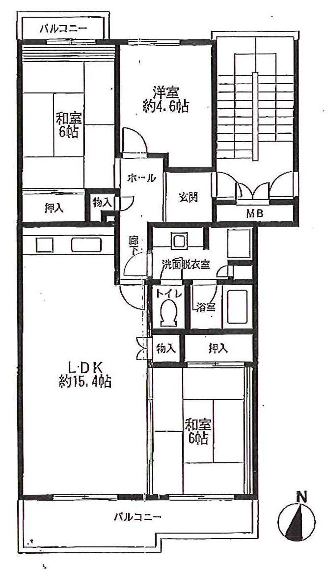 Floor plan. 3LDK, Price 19,980,000 yen, Occupied area 76.88 sq m , Balcony area 5.22 sq m