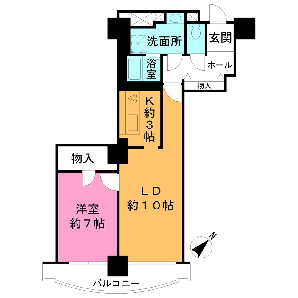 Floor plan. 1LDK, Price 35,800,000 yen, Occupied area 61.15 sq m , Balcony area 8.52 sq m