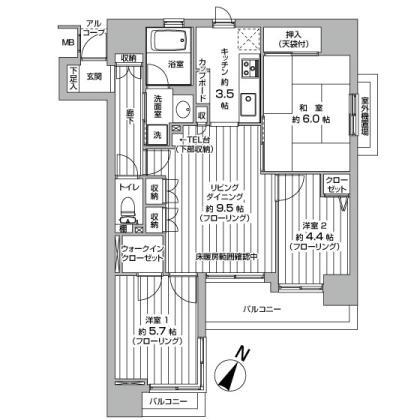 Floor plan. 3LDK, Price 36,800,000 yen, Footprint 65.8 sq m , Balcony area 7.61 sq m currently, In the interior! Local guidance is possible !!