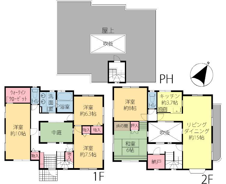 Floor plan. 42,800,000 yen, 5LDK + S (storeroom), Land area 183.56 sq m , Building area 148.64 sq m