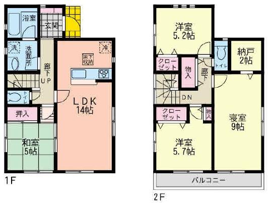 Floor plan. (2-4 Building), Price 35,800,000 yen, 4LDK+S, Land area 102.34 sq m , Building area 95.58 sq m