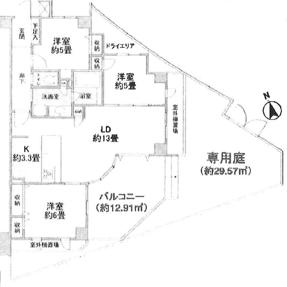 Floor plan. 3LDK, Price 39,800,000 yen, Occupied area 71.02 sq m , You can enjoy on the balcony area 12.91 sq m private garden and balcony