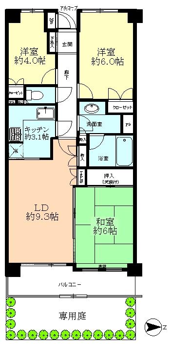 Floor plan. 3LDK, Price 17.3 million yen, Occupied area 63.79 sq m , Balcony area 8.03 sq m