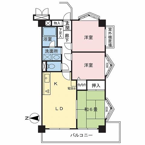 Floor plan. 2LDK + S (storeroom), Price 18,800,000 yen, Occupied area 59.32 sq m , Balcony area 9.24 sq m floor plan