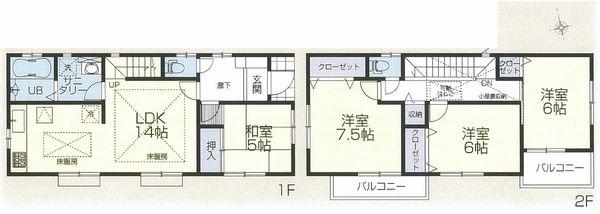 Floor plan. 55,800,000 yen, 4LDK, Land area 102.18 sq m , Building area 95.22 sq m