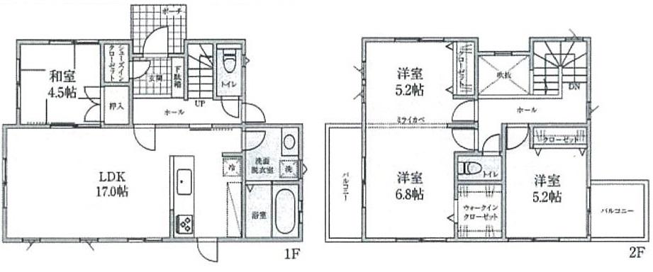 Floor plan. (A Building), Price 42,800,000 yen, 3LDK, Land area 174.77 sq m , Building area 96.88 sq m
