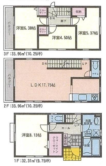 Floor plan. (4 Building), Price 36,800,000 yen, 4LDK, Land area 65.53 sq m , Building area 100.23 sq m