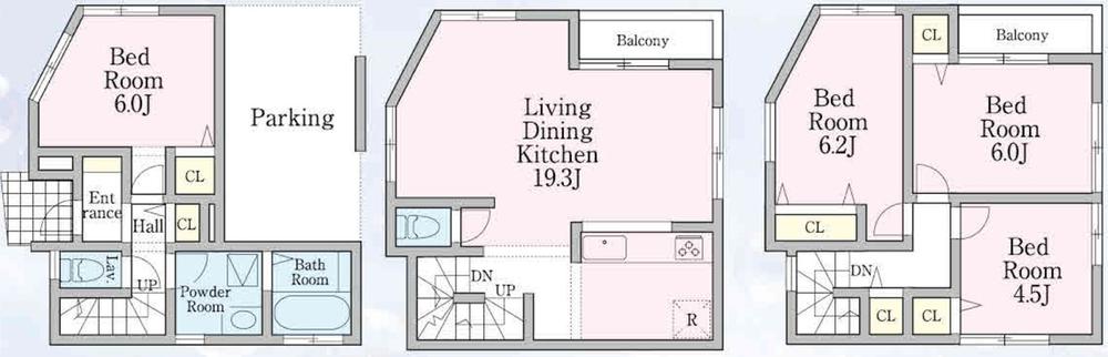 Floor plan. (3), Price 44,800,000 yen, 4LDK, Land area 56.01 sq m , Building area 110.53 sq m