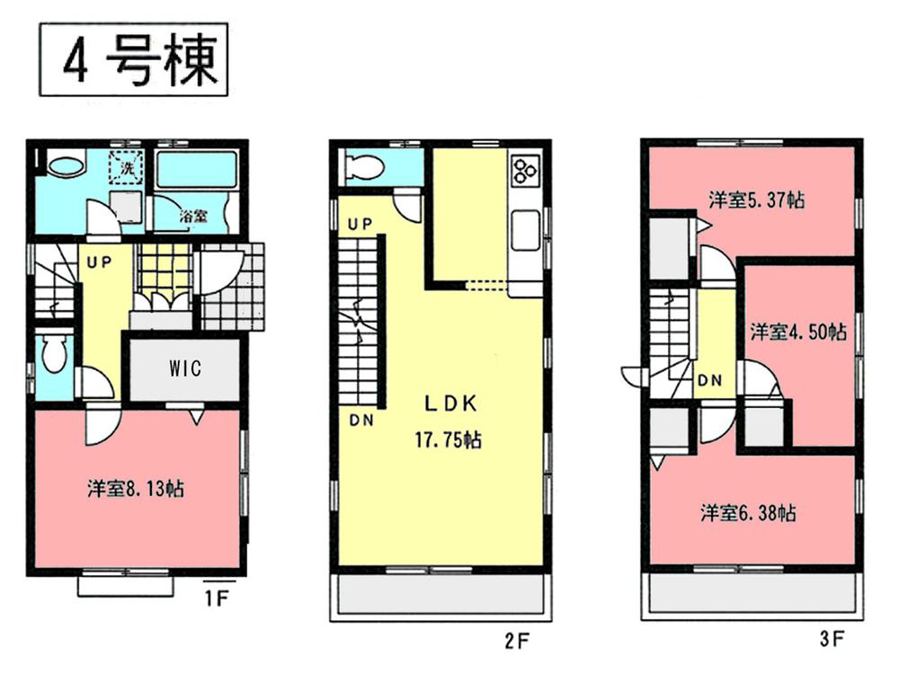 Floor plan. (4 Building), Price 33,500,000 yen, 4LDK, Land area 100.23 sq m , Building area 65.53 sq m