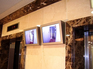 Security. Elevator with a security camera