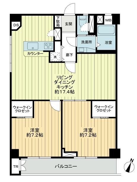 Floor plan. 3LDK, Price 16,900,000 yen, Occupied area 69.35 sq m , Balcony area 8.32 sq m square room