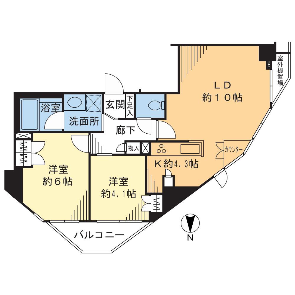 Floor plan. 2LDK, Price 24,800,000 yen, Occupied area 55.33 sq m , Balcony area 3.66 sq m