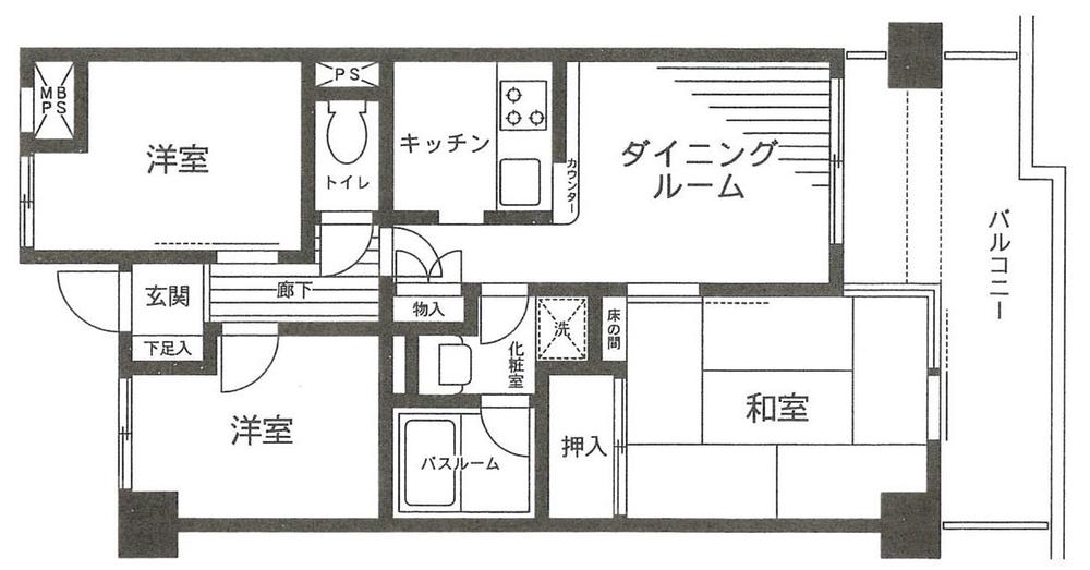 Floor plan. 3DK, Price 12.8 million yen, Occupied area 51.81 sq m , Balcony area 10.25 sq m