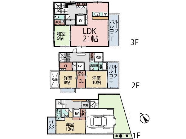 Floor plan. 78,800,000 yen, 4LDK, Land area 183.12 sq m , Large mansion feel awkward in the building area 217.92 sq m high-grade! The acquisition between the large two households is also possible.