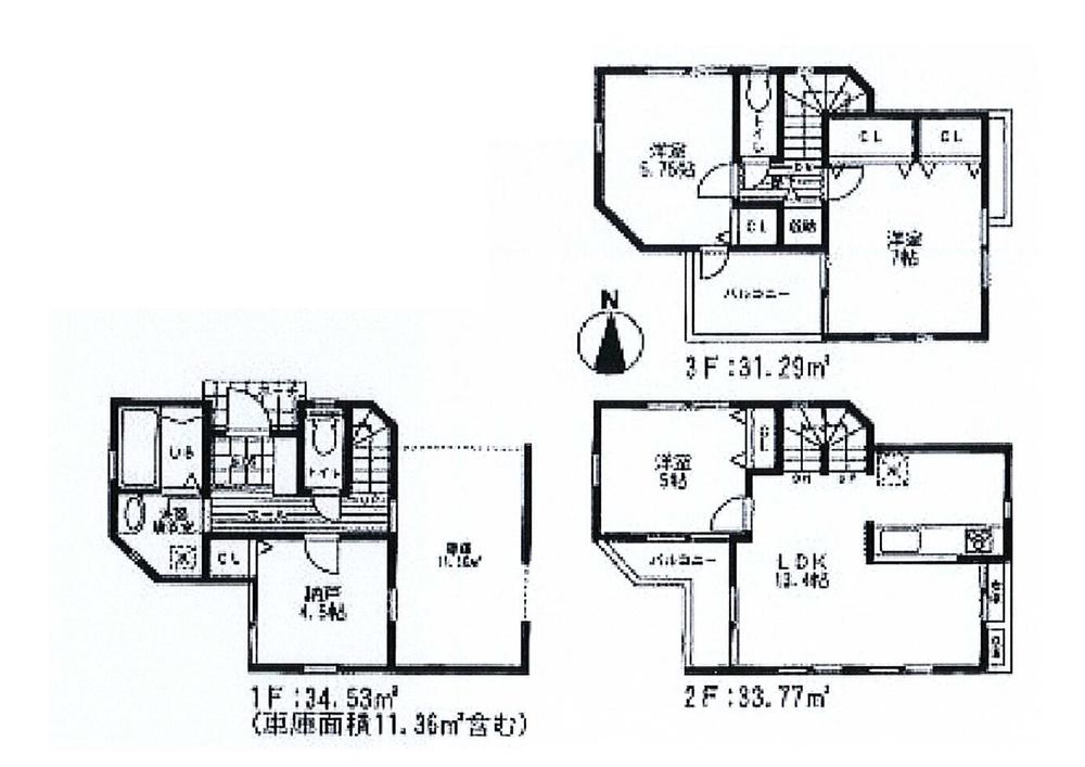 Floor plan. (A Building), Price 38,960,000 yen, 3LDK+S, Land area 60.03 sq m , Building area 99.59 sq m