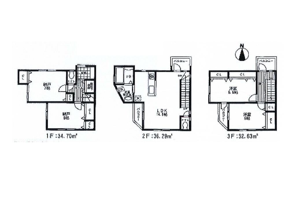 Floor plan. (B Building), Price 37,960,000 yen, 2LDK+2S, Land area 71.7 sq m , Building area 103.62 sq m