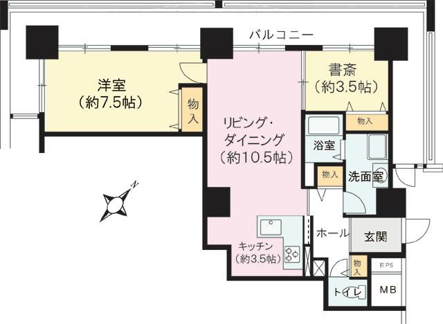 Floor plan. 1LDK+S, Price 43,800,000 yen, Occupied area 67.48 sq m