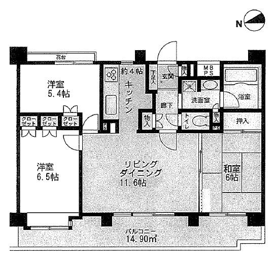 Floor plan. 3LDK, Price 29,800,000 yen, Occupied area 70.35 sq m , Balcony area 14.9 sq m