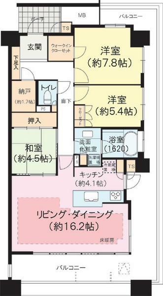 Floor plan. 3LDK+S, Price 69,800,000 yen, Occupied area 92.62 sq m , Balcony area 37.31 sq m