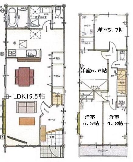 Floor plan. (No. A), Price 51,800,000 yen, 4LDK, Land area 94.29 sq m , Building area 99.36 sq m