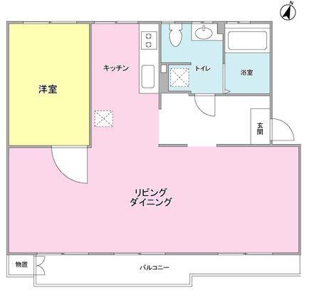 Floor plan. 1LDK, Price 19 million yen, Occupied area 65.92 sq m , Balcony area 7.89 sq m