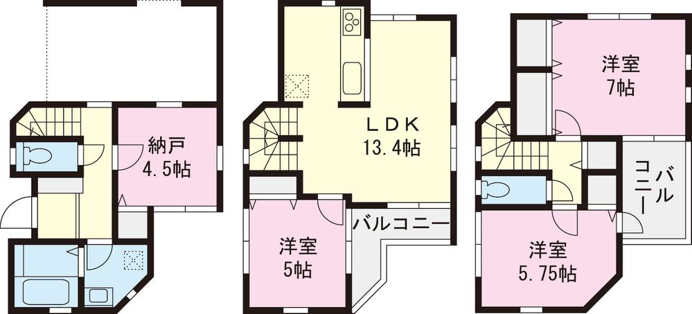 Floor plan. (A Building), Price 38,960,000 yen, 3LDK+S, Land area 60.03 sq m , Building area 88.23 sq m