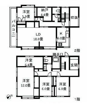 Floor plan. 72,800,000 yen, 5LDK+S, Land area 278.21 sq m , Building area 166.97 sq m