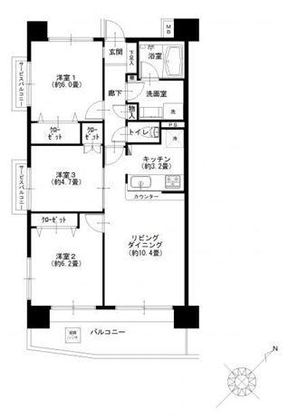 Floor plan. 3LDK, Price 33,900,000 yen, Occupied area 67.41 sq m , Southeast angle room balcony area 11.11 sq m 67.41 sq m