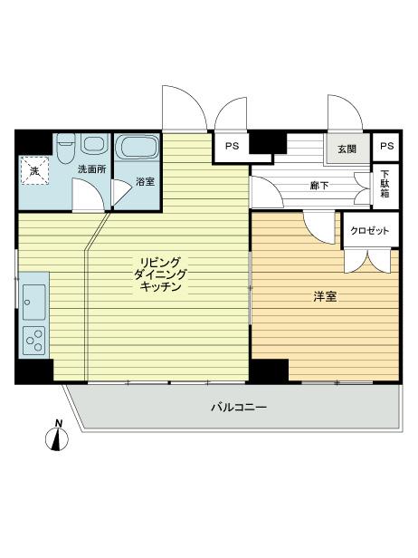Floor plan. 1LDK, Price 21.5 million yen, Occupied area 49.32 sq m , Balcony area 8.01 sq m