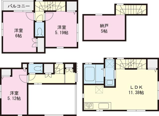 Floor plan. 29,800,000 yen, 3LDK, Land area 46.66 sq m , Building area 69.44 sq m