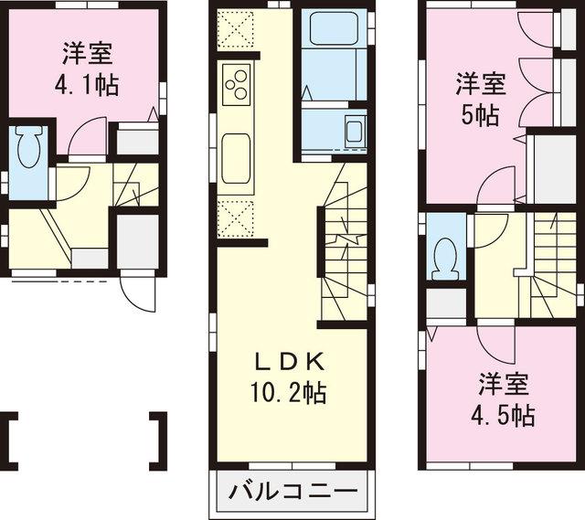 Floor plan. 25,800,000 yen, 3LDK, Land area 40.33 sq m , Building area 61.22 sq m