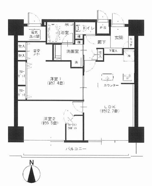 Floor plan. 2LDK, Price 28,900,000 yen, Occupied area 63.72 sq m , Balcony area 8 sq m