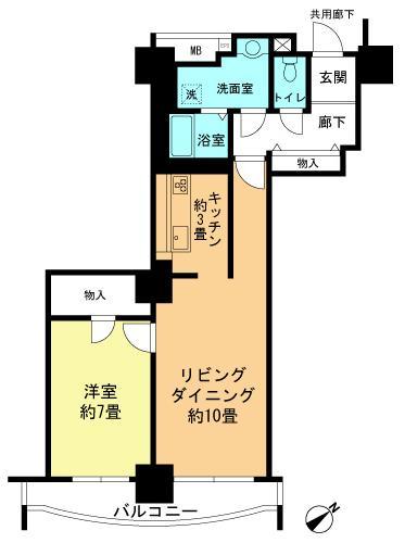 Floor plan. 1LDK, Price 35,800,000 yen, Occupied area 61.15 sq m , Balcony area 8.52 sq m