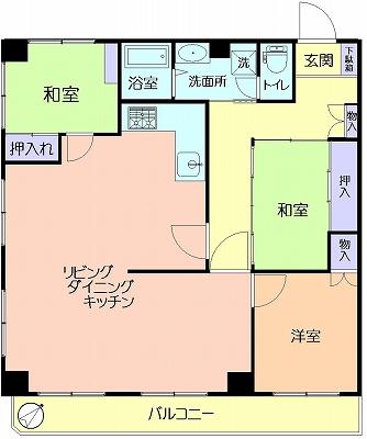 Floor plan. 3LDK, Price 29,800,000 yen, Occupied area 91.53 sq m , Balcony area 9.09 sq m