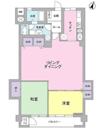 Floor plan. 2LDK, Price 16,450,000 yen, Occupied area 72.62 sq m , Balcony area 6 sq m
