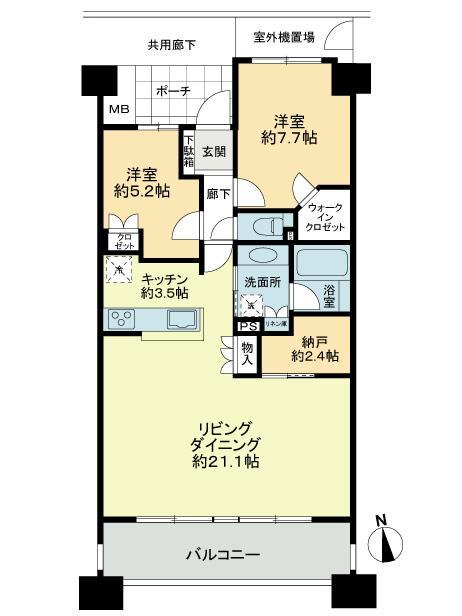 Floor plan. 2LDK, Price 37,800,000 yen, Occupied area 81.05 sq m , Balcony area 13.8 sq m floor plan