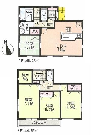 Floor plan. 40,800,000 yen, 4LDK, Land area 101.09 sq m , Building area 89.91 sq m