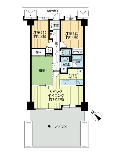 Floor plan. 2LDK + S (storeroom), Price 28.8 million yen, Occupied area 70.88 sq m , Balcony area 10.66 sq m floor plan