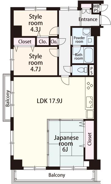 Floor plan. 3LDK, Price 14.5 million yen, Occupied area 75.99 sq m , Balcony area 8.22 sq m