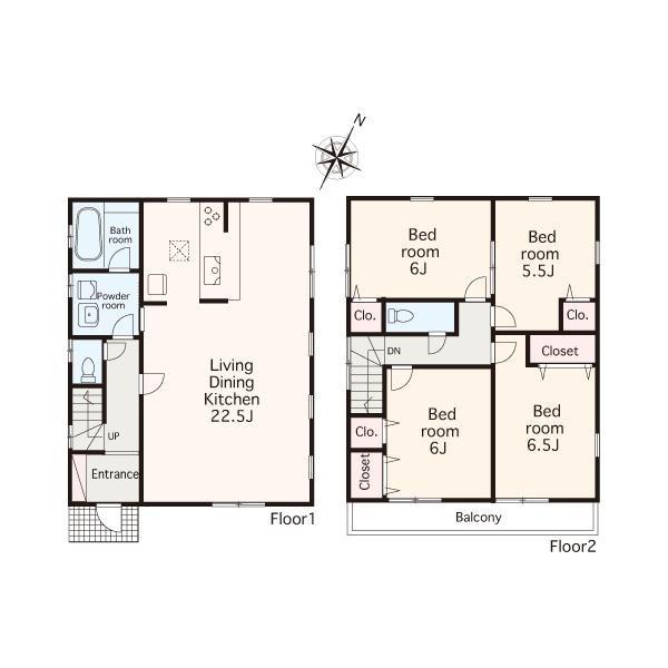 Floor plan. 35,800,000 yen, 4LDK, Land area 106.66 sq m , Building area 104.34 sq m